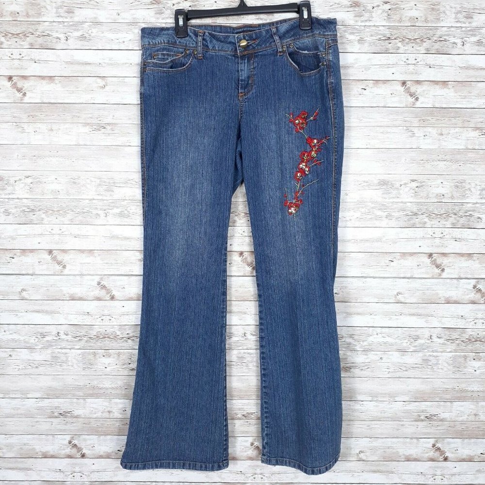 My Michelle Womens Jeans Sz 13 Floral Embroidered 35A
